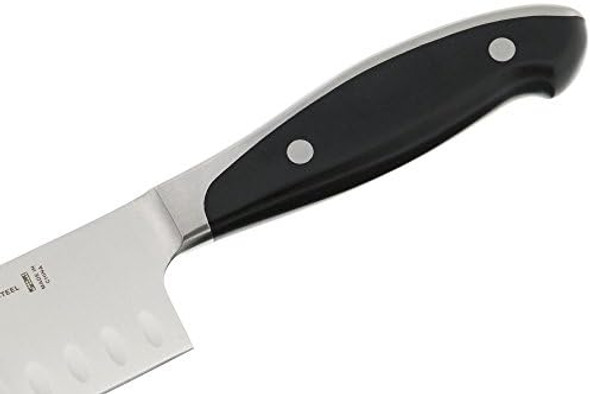 Henckels Forged Synergy 7-Inch Hollow Edge Santoku Knife Black/Stainless Steel