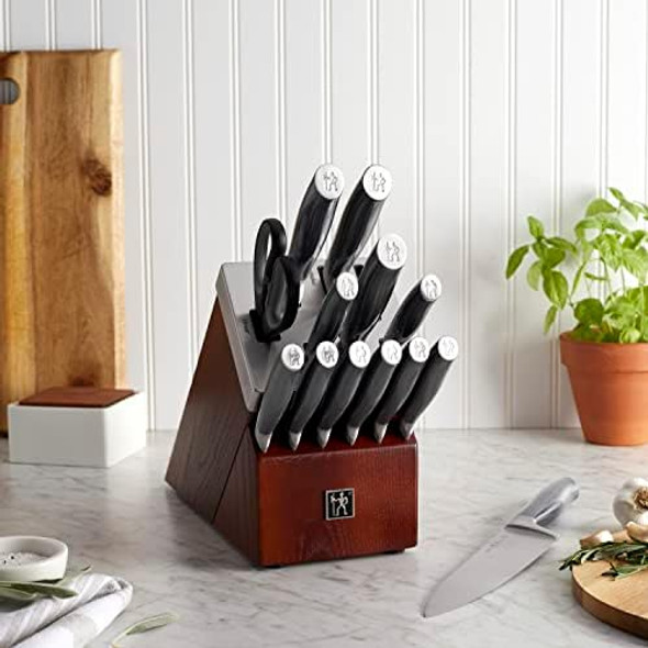 Henckels Graphite 14-Piece Self-Sharpening Knife Block Set For Paring Boning Santoku Chefs And Carving Kitchen Shears German Engineered Informed By 100+ Years Of Mastery Black