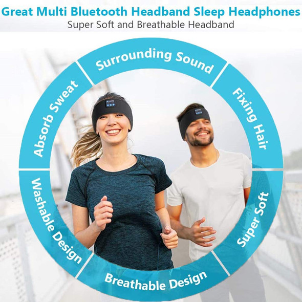 Sleep Headphones Bluetooth Headband,Upgrage Soft Sleeping Wireless Music Sport Headbands, Long Time Play Sleeping Headsets with Built in Speakers Perfect for Workout, Running, Yoga (Black)