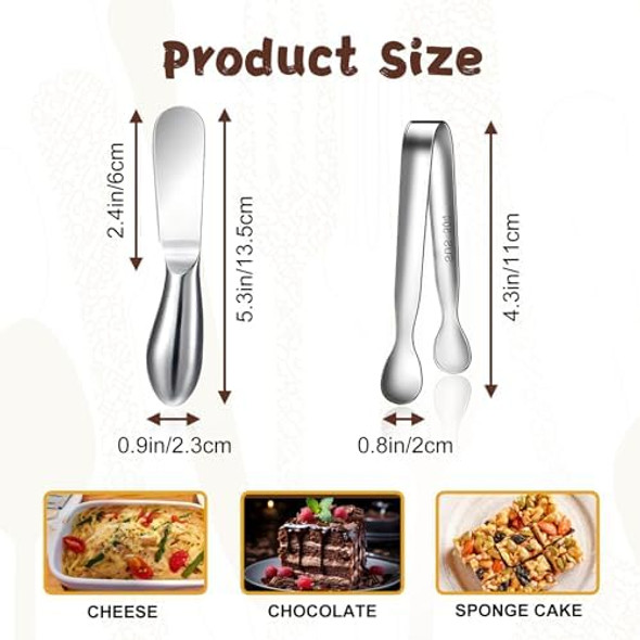 Spreader Knife Set 8-Piece Cheese and Butter Spreader Knives Mini Serving Tongs Stainless Steel Multipurpose Butter Knives Spreader Knife Set 8-Piece Cheese and Butter Spreader Knives Mini Serving Tongs Stainless Steel Multipurpose Butter Knives