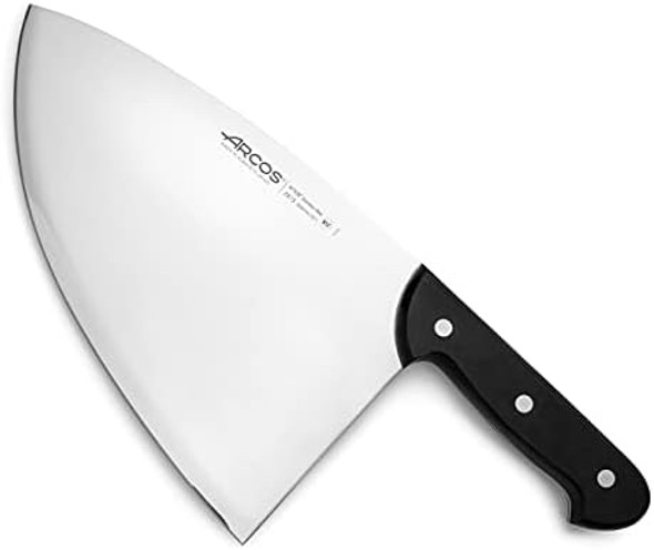 Arcos Cleaver Knife 10 Inch - Nitrum Stainless Steel And 260 Mm Blade. 730 Gr. Prolonged And Heavy Use. Ergonomic Polyoxymethylene Pom Handle. Series Universal. Flexible Blade.Smooth Edge. Color Black Arcos Cleaver Knife 10 Inch - Nitrum Stainless Steel And 260 Mm Blade. 730 Gr. Prolonged And Heavy Use. Ergonomic Polyoxymethylene Pom Handle. Series Universal. Flexible Blade.Smooth Edge. Color Black