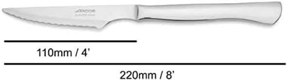 Arcos Steak Knives Set of 6 - Premium Serrated Meat Knife Set with 4 Inch Nitrum Stainless Steel Monoblock Blade and Handle. Ideal for Precision Cutting. Mesa Series