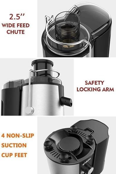 Juicer - Centrifugal Juicer Machine 400W Juice Extractor with Dual-Speed German-Engineered Blades Easy Clean Anti-Drip Design 2-Layer Centrifugal Bowl 100% BPA-