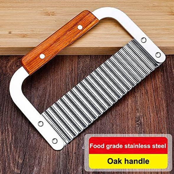 2-PCS Set Wavy Crinkle Cutting Tool Crinkle Cutters for Carrot Veggies Potato Cutter Serrated Salad Chopping Knife Stainless Steel Blade Wooden Handle Serrator Chopping Knife 2-PCS Set Wavy Crinkle Cutting Tool Crinkle Cutters for Carrot Veggies Potato Cutter Serrated Salad Chopping Knife Stainless Steel Blade Wooden Handle Serrator Chopping Knife