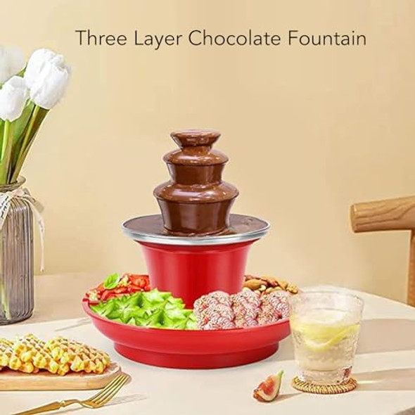 Bewinner 3-Tier Electric Chocolate Fountain For Parties Christmas Halloween Thanksgiving Birthdays 17oz Melting Pot Fondue Maker with Detachable Tray BBQ Sauce Dispenser Stainless Steel Plastic