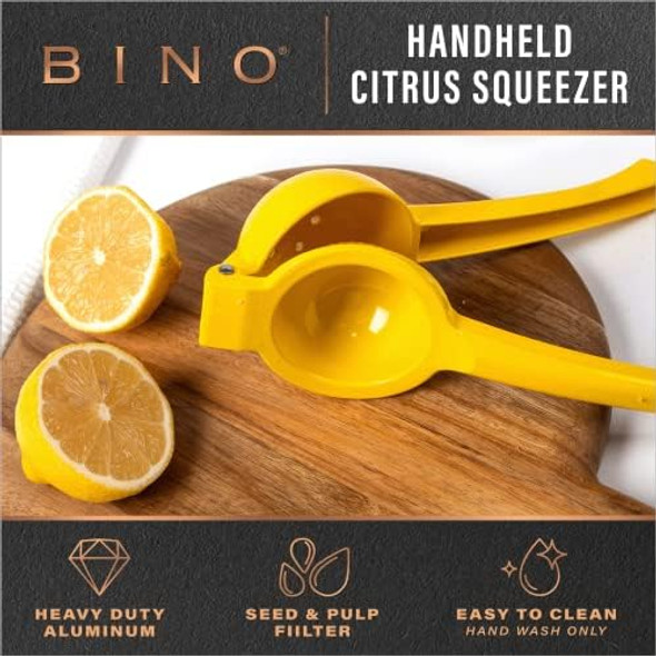 BINO Aluminum Alloy Lemon Juicer - Yellow Citrus Squeezer Press Manual Hand Juicer Tool for Squeezing Fruit Juice Hand Press Juicing Tool for Lemon & LIme Orange Squeezer Kitchen Tools