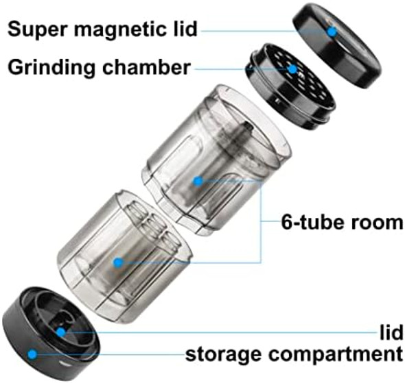 Boy 2.8 Inch Large Aluminium Grinder Transparent Cone Loader & Storage 3 in 1 Cone Pre Roll Filler Machine Simple Grinders Cone Rolling Machine Cone Loader with Broom& Brush