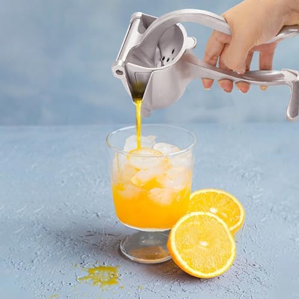 Bar Juicer Fruit Juice Handheld Press Squeezer With Seed Filter Heavy Duty Aluminum Alloy Hand Manual Extractor for Single Citrus Orange Pomegranates Apple Fruit Lemon Lime (Silver)