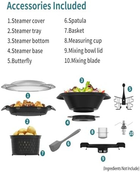 Cooking Machine Chef Magic Kitchen Robot with 15 Functions Built-in Scale 600+ Recipes 3.5L Capacity 98-320°F Temperature Adjustable All-in-One Cooking Robot