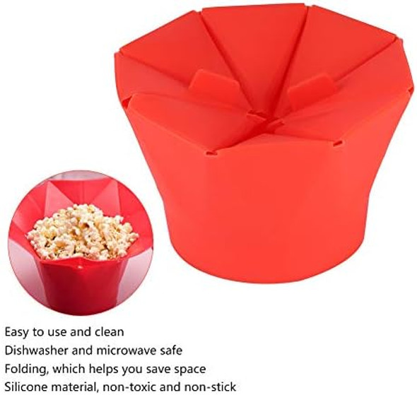 Popcorn Bowl Popcorn Popper Red Folding Microwave Oven Popcorn Bowl DIY Silicone Popcorn Maker Machine Home Kitchen Tool for Making Popcorn