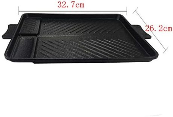 Korean-Style Non-Stick Smokeless Rectangular Grill Pan Baking Tray Barbecue Plate for Indoor Outdoor BBQ