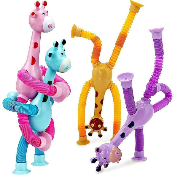 Amitasha 5 Pcs Telescopic Suction Cup Giraffe Toy Shape Changing Pop Fidget Tubes Sensory Toys for Girls Boys