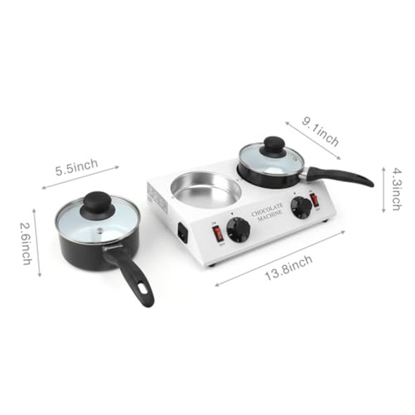 Double Pots Chocolate Melting Machine Constant Temperature Electric Tempering Pot for Melting Butter Candy Cheese 80W (Plug 110V)