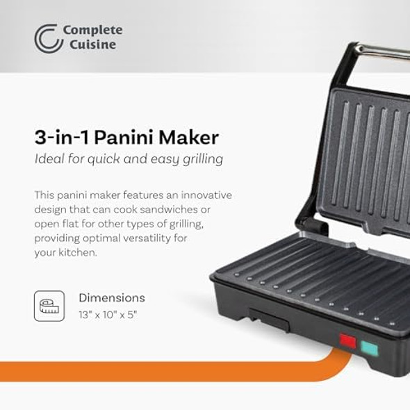 CC-PN1200 Panini Maker Sandwich Press with Nonstick Surface Panini-Press Sandwich Maker