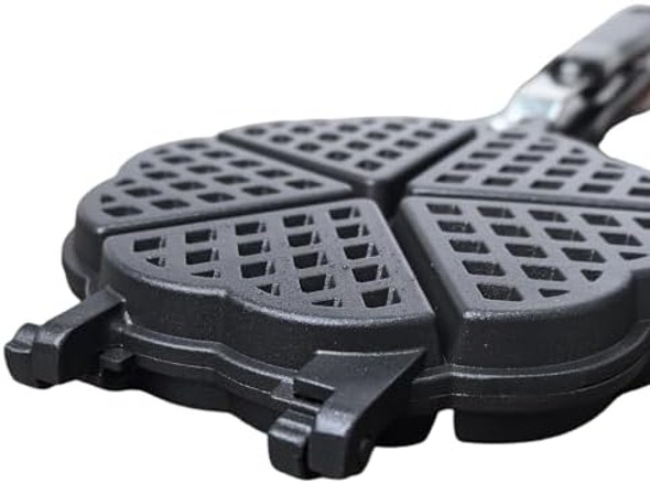 Stovetop Heart Shaped Waffle Pan Set of 1 - Cast Iron Waffle Pan Maker for Pancakes Puffs and Non Stick Cookware Waffles - Non-Electric Stovetop Griddle Panwaffle for Gas Stove