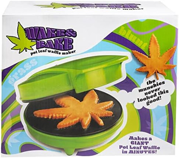 Marijuana Pot Leaf Waffle Maker- Make Your Own DIY Giant Weed Shaped Pancakes or 420 Edibles- Electric Non Stick Waffler Iron Pan Cake Baker- Funny Novelty or Dessert Treat for Cannabis Lovers