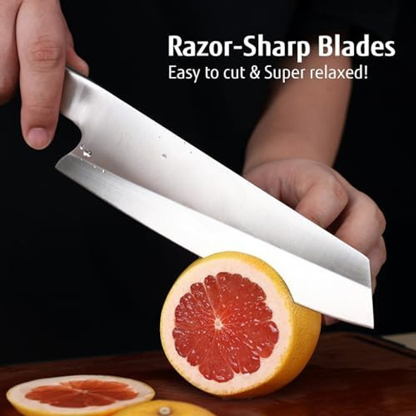 Ultra Sharp 3-Piece Kitchen Knife Set High Carbon Stainless Steel Chef Knife Set Professional Japanese Knives with Ergonomic Hollow Handle