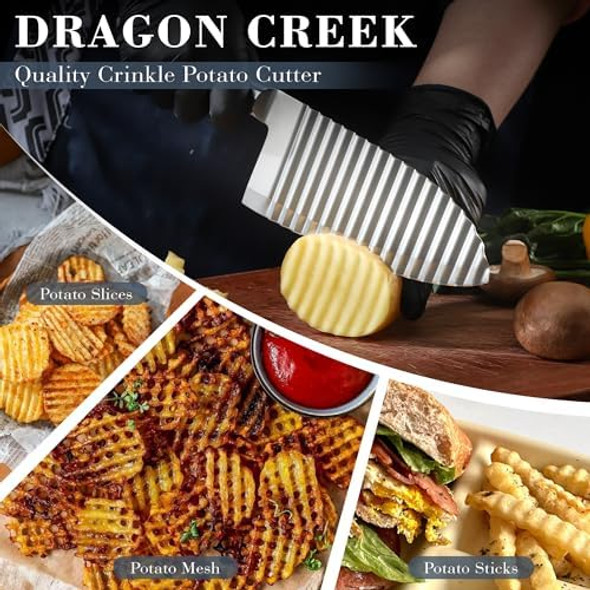 Dragon Creek Crinkle Cutter Knife - Wavy Chopper Potatoes Crinkle Fry Cutter For Vegetable Fruits Fun Carrot Chip Slicer Idea Stainless Steel Dragon Creek Crinkle Cutter Knife - Wavy Chopper Potatoes Crinkle Fry Cutter For Vegetable Fruits Fun Carrot Chip Slicer Idea Stainless Steel