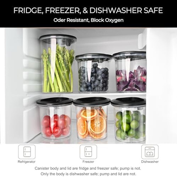 Bundle Auto Electric Vacuum Sealer Container Sets - 1L+1.5L+2L Airtight Containers for Food & Coffee. Pressure Monitoring with Pump. 20 Reusable Vacuum Sealer Bags(8 Small 8 Medium 4 Large)