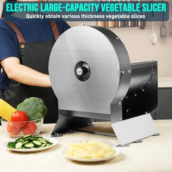 Electric Stainless Steel Food Slicer For Fruit Potato Onion Cucumber Slicer Vegetable Cutter (40W 1 Blade)