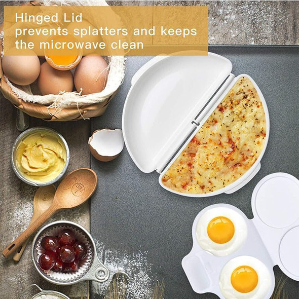 White Egg Poacher Microwave Egg Boiler Poacher 2 Cavity Nonstick Poached Egg Maker With Lid Microwave Egg Cooker Double Drain Poached Egg Cups Cookware Specialty Cookware Kitchen and Dining