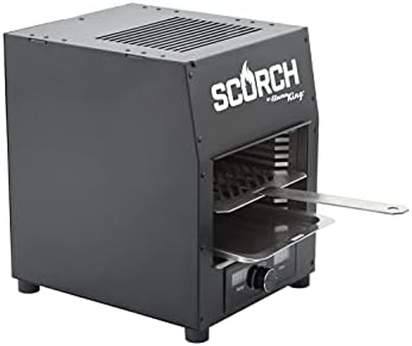 Flame King Scorch Smokeless Infrared Electric Broiler for Indoor Use Fits on Kitchen Counter Insulated Comes with Broiler Tray Black