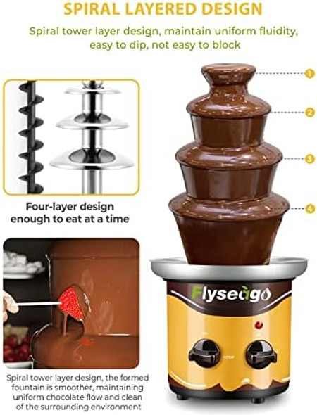 Chocolate Fountain Machine 4 Tiers Cheese Fountain Perfect for Nacho Cheese Chocolate Sauce Wedding Party