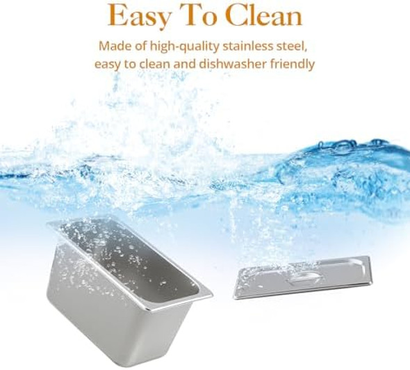 GarveeHome 4-Pan Commercial Food Warmer - 4 4.7QT Generous Capacity 1200W Electric Steam Table Stainless Steel Efficient Heating 86-185°F Temp Control for Catering and Restaurants GarveeHome 4-Pan Commercial Food Warmer - 4 4.7QT Generous Capacity 1200W Electric Steam Table Stainless Steel Efficient Heating 86-185°F Temp Control for Catering and Restaurants