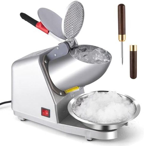 Shaved Ice Machine Ice Crushers Machine Prevent Splash Snow Cone Machine Electric Ice Crushers 300W 2000r/min w/Stainless Steel Blade for Home and Commercial Use