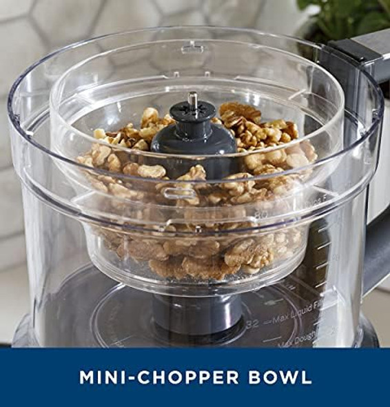 GE Food Processor 12 Cup Complete With 3 Feeding Tubes & Stainless Steel Accessories - 3 Discs + Dough Blade 3 Speed Great for Shredded Cheese Chicken & More Kitchen Essentials 550 Watts
