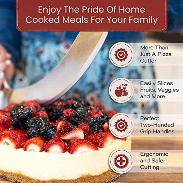 Stainless Steel Mezzaluna Knife with Cover – 12 In. Curved Blade with Solid Steel Handles & Mezzaluna Sheath – Pizza Cutter Rocker Rocker Knife Veggie Cutter Salad Chopper & Herb Cutter Stainless Steel Mezzaluna Knife with Cover – 12 In. Curved Blade with Solid Steel Handles & Mezzaluna Sheath – Pizza Cutter Rocker Rocker Knife Veggie Cutter Salad Chopper & Herb Cutter