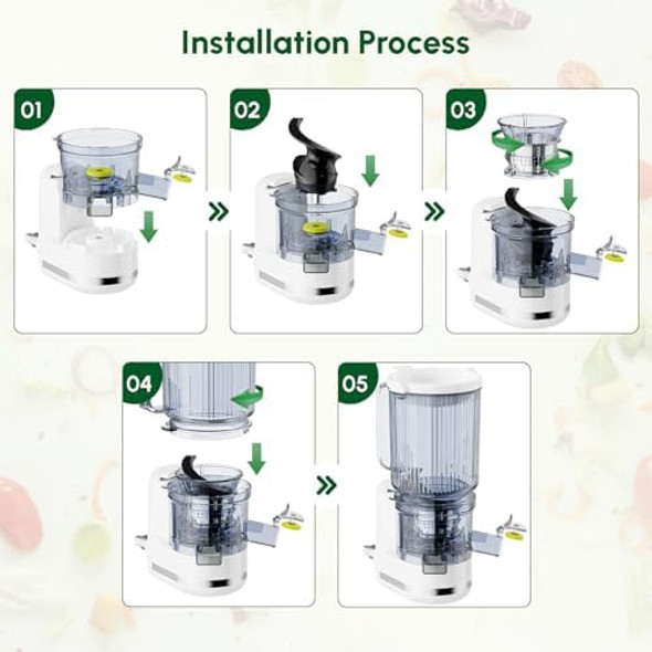 GVODE Masticating Juicer Attachment for KitchenAid Stand Mixer Cold Press Slow Juicer with 4.9" Large Feed Chute for Whole Fruits & Vegetables Includes 21L Measuring Cups for Kitchenaid Attachments GVODE Masticating Juicer Attachment for KitchenAid Stand Mixer Cold Press Slow Juicer with 4.9" Large Feed Chute for Whole Fruits & Vegetables Includes 21L Measuring Cups for Kitchenaid Attachments