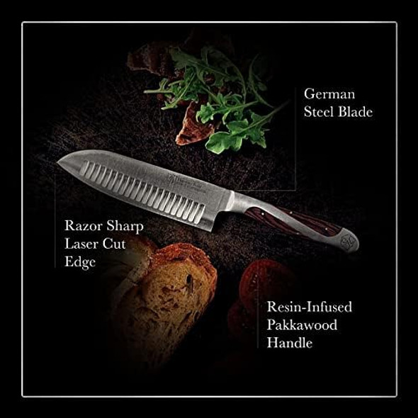Hammer Stahl 4.5 Inch Japanese Style Santoku Knife High Carbon Stainless Steel Kitchen Knife Razor Sharp Multipurpose Chopping Knife for Meat Vegetable & Fruit with Ergonomic Handle & Box