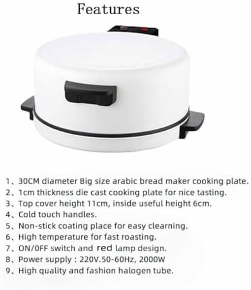 2000W Electric Pizza Oven Outdoor Indoor Portable 12 Inch Countertop Pizza Maker Machine Pizza Maker Pan for Home (US Plug 110V)