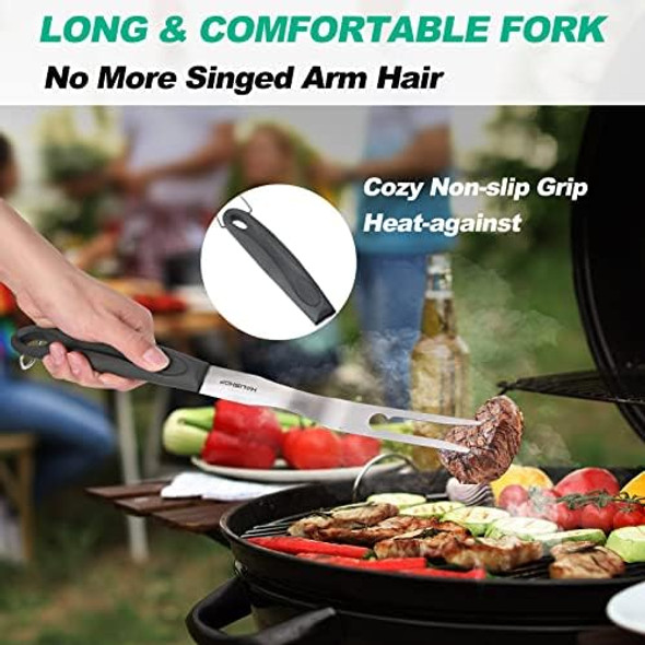 HAUSHOF Large Grill Accessories Heavy Duty BBQ Set s for Men/Women - Premium Stainless Steel Spatula Fork & Tongs Barbecue Utensils Tool Kit for Grilling Lover Outdoor HAUSHOF Large Grill Accessories Heavy Duty BBQ Set s for Men/Women - Premium Stainless Steel Spatula Fork & Tongs Barbecue Utensils Tool Kit for Grilling Lover Outdoor