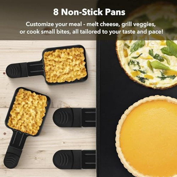 HBN Electric Raclette Table Grill with 8 Warming Trays 2-in-1 Korean BBQ Grill & Electric Griddle Nonstick Adjustable Temperature Control 1300W Great for Indoor Family Gatherings Parties & Dining