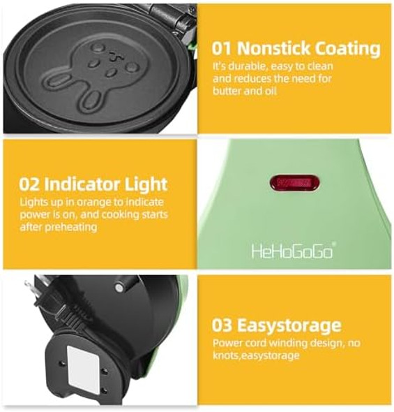 Mini Waffle Maker Electric waffle iron Nonstick Cartoon Rabbit Shape Pan for Kids 600W