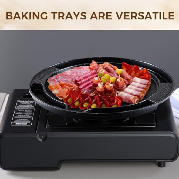 Honeydak Korean BBQ Grill Pan with Bag Oil Brush and Food Tongs Stove Top Nonstick Traditional BBQ Pan Aluminum Smokeless for Indoor Outdoor