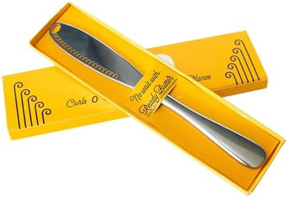 READY BUTTER 3-in-1 Butter Knife - Stainless Steel Serrated Knife With Holes in Blade - Cold Butter Spreader Curler & Micro Grater - Dishwasher Safe
