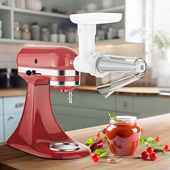 Fruit & Vegetable Strainer Attachment Set for Kitchenaid Stand Mixer Includes Food Grinder Attachment with Sausage Stuffer Tubes and Juicer Auger Meat Grinder Attachment for Kitchenaid by InnoMoon