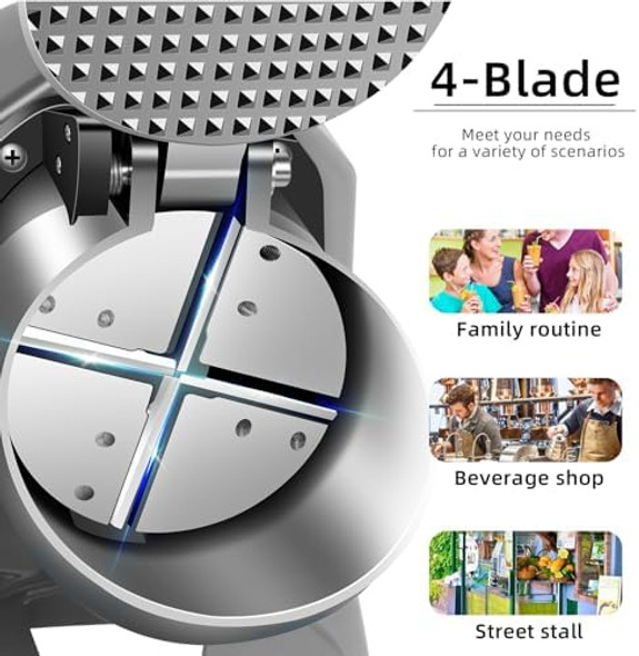 Electric Ice Shaver Snow Cone Maker Prevent Splash Stainless Steel 4 Blade Machine 200lbs/hr with Ice Pick for Home and Commercial Use（Silver）