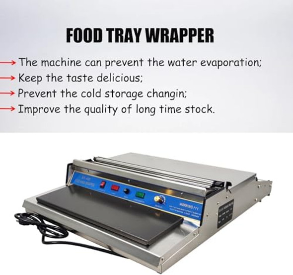 Intbuying 18”/450mm Hand Wrapping Machine 110V Film Wrapper Food Tray Wrapper for Food Fruit Tray Food Packaging Fresh Keeping Sealer