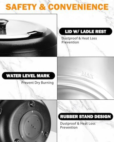 Electric Soup Warmer Commercial - 10.6 Qt 500w Electric Soup Pot with Lid Hinged Detachable 304 Stainless Steel Insert Pot Ladle Soup Kettle Restaurant Supplies Party Buffet Catering Electric Soup Warmer Commercial - 10.6 Qt 500w Electric Soup Pot with Lid Hinged Detachable 304 Stainless Steel Insert Pot Ladle Soup Kettle Restaurant Supplies Party Buffet Catering