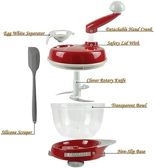 KIRKWOOD KITCHEN Multi-function Manual Food Processor Kitchen Meat Grinder Vegetable Chopper Slicer Spinner Dicer for Fruits Herbs Lettuce Salad Foods