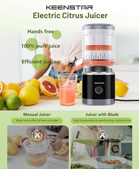Electric Citrus Juicer Automatic Orange Juicer Squeezer with Power Cord Portable Juicer with Cleaning Brush for Lemon Grapefruit High Juice Yield One Touch Operation Easy to Clean