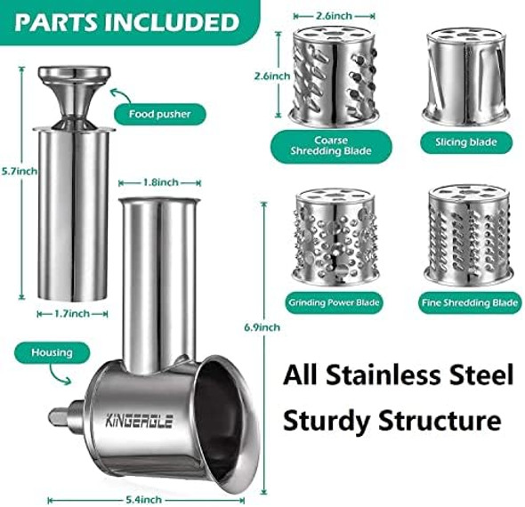 Stainless Steel Slicer Shredder Attachment for KitchenAid Mixer Cheese Grater Attachment Food Slicer for KitchenAid Mixer Accessories for Kitchenaid