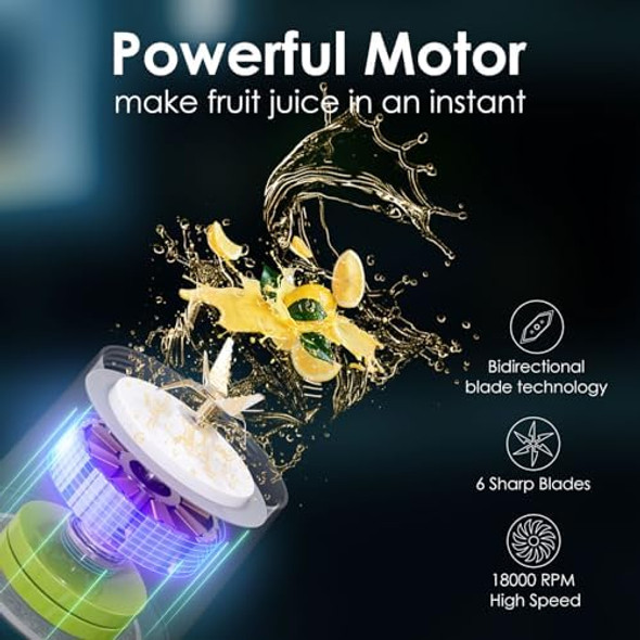 Personal Blender Wireless 24oz Cordless Mini 360 Watt Portable Blender-for Smoothies Freshly Squeezed Juices 6000mAh Self Cleaning and BPA Portable Juicer with 6 Sharp Blade Pearl White