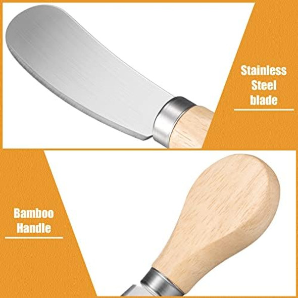 24 Pcs Little Cheese Spreader Knives 4.7 Inch Stainless Steel Butter Spreader with Wooden Handle Mini Butter Knives Small Cheese Utensils for Charcuterie Board Cream Cake Condiment Sandwich