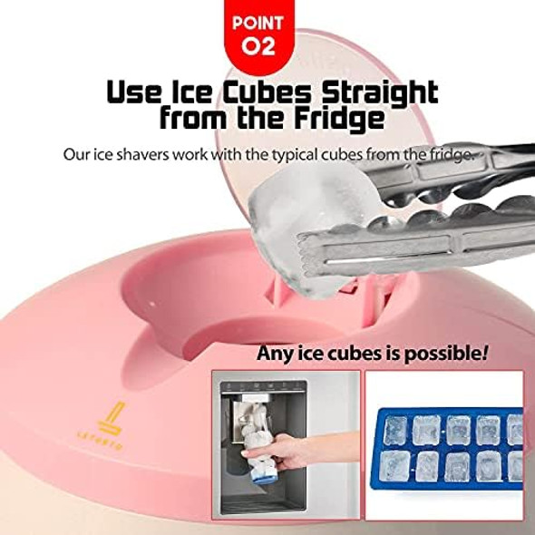 Letusto Shaved Ice Maker - Slushie Machine Use Normal Refrigerator Ice Cubes with Stainless Steel Blades for Snow Cone Cocktails and Snow Flakes Bingsu Ice Shaver (Blue)