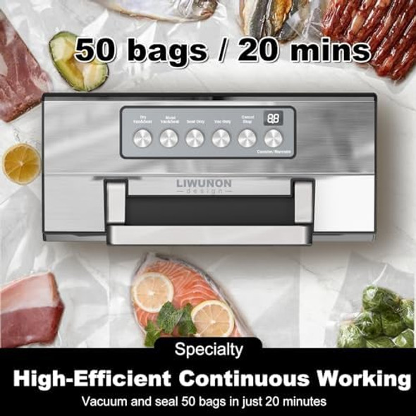 d Precision Fast-Vacuum Sealer LIWUNON Commercial Full Automatic Food Vacuum Sealer Machine Double Heat Seal Built-in Cutter&Bag Storage Powerful Food Vacuum Saver 2 Rolls Bags&hose
